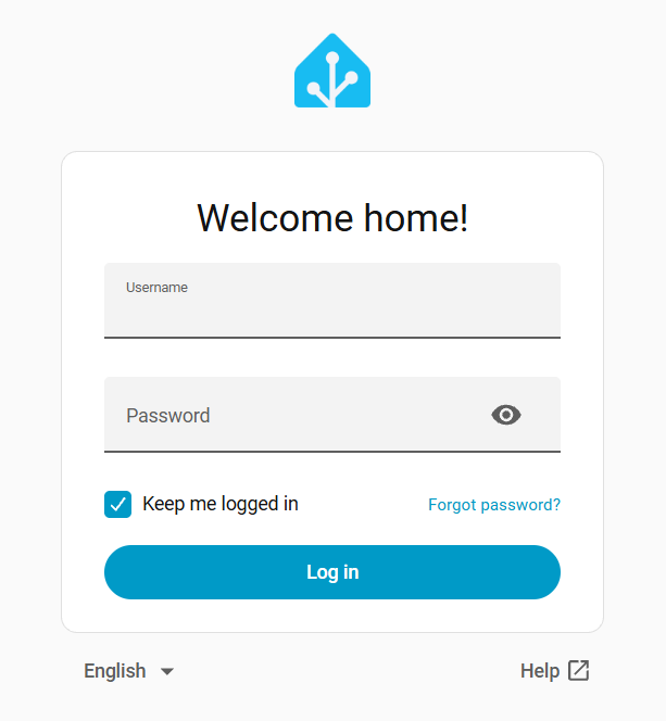 หน้า Login ของ Home Assistant ในเบราว์เซอร์ มีช่อง Username และ Password ยังไม่ต้องเข้าระบบ